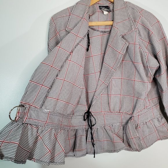 Vintage Just Ducky Houndstooth Blazer Double Ring Belt Size Size 13-14 - Picture 5 of 8